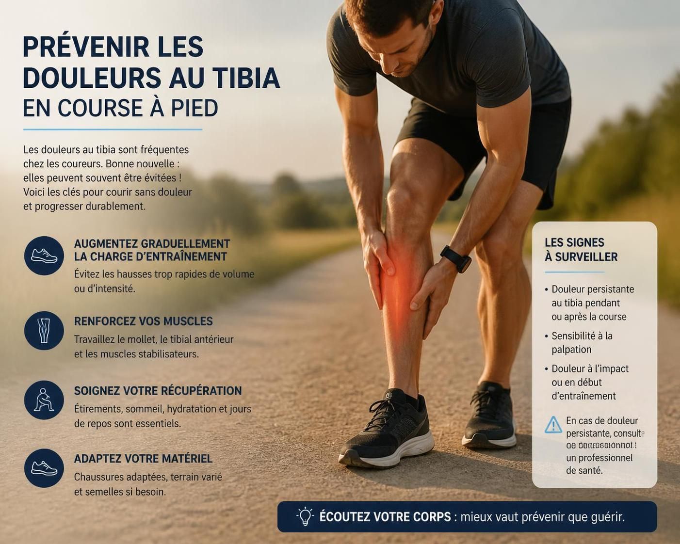 Comment éviter les douleurs aux tibias pendant la course à pied ? 3 découvrez des conseils pratiques pour prévenir les douleurs aux tibias lors de la course à pied et améliorer votre confort et performance.